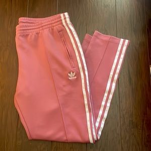 Adidas PINK women’s large Trefoil Track pants.